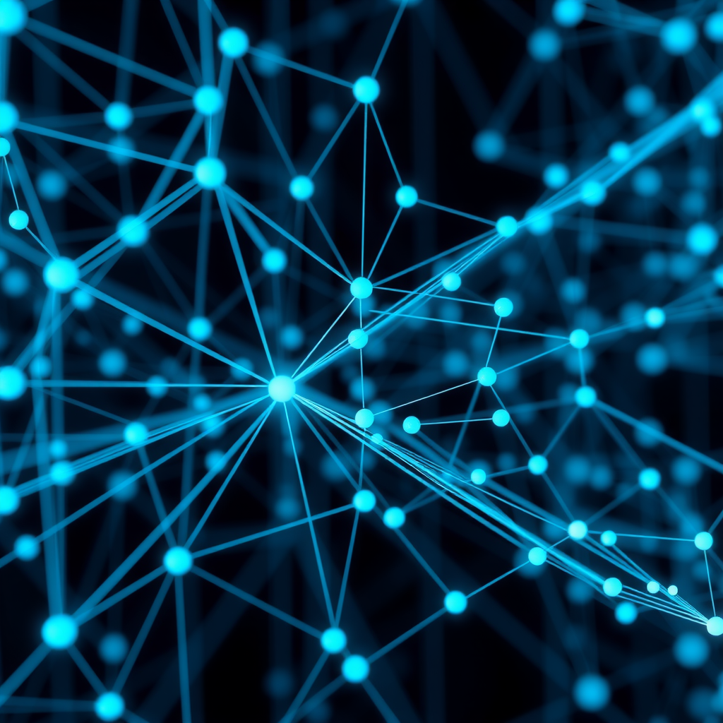 Visualization of neural network architecture processing video frames with temporal attention mechanisms, showing interconnected nodes and data flow between consecutive frames in a futuristic blue and teal color scheme