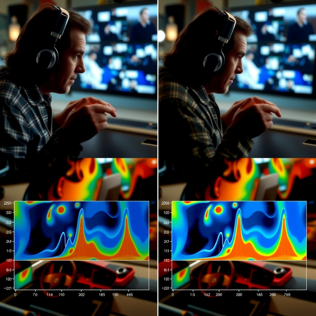 Side-by-side comparison visualization showing coherent versus incoherent motion sequences, with motion vectors, temporal consistency graphs, and frame-to-frame difference maps highlighted in analytical overlays